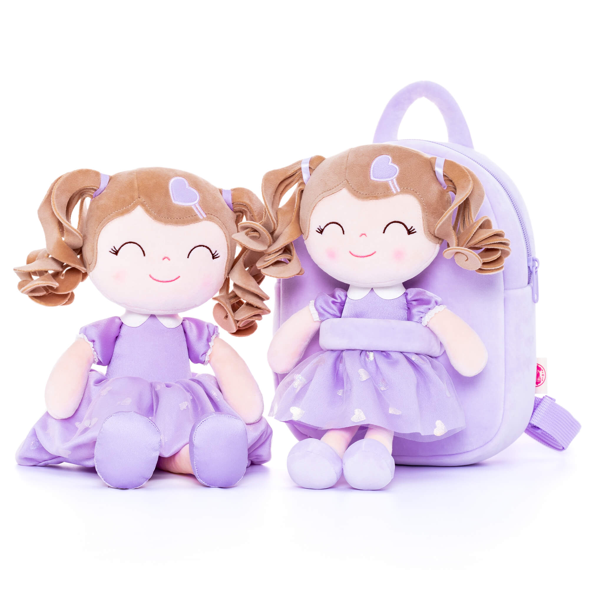 Gloveleya 9-inch Personalized Love Heart Girls Dolls Backpacks Purple - Gloveleya Offical