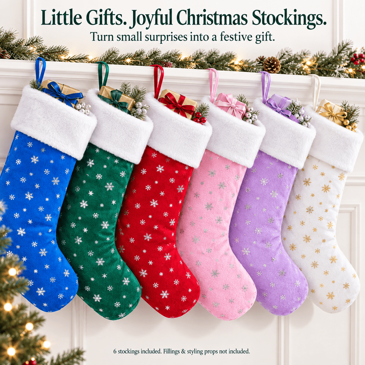 Gloveleya Mixed Color Christmas Stockings – Set of 6 - Gloveleya Official