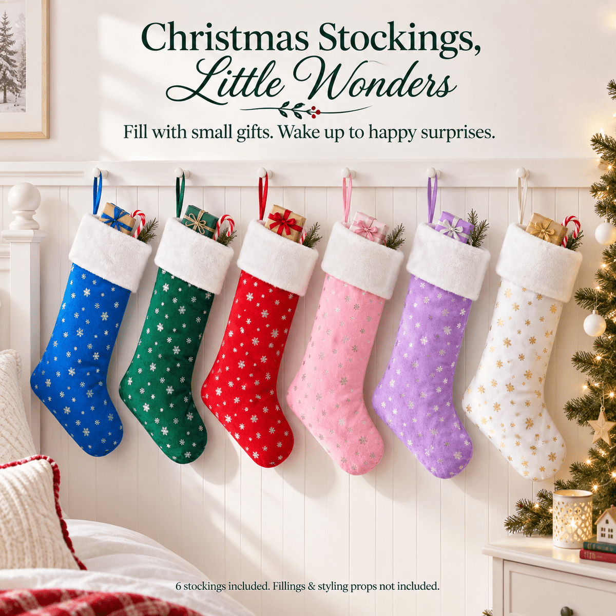 Gloveleya Mixed Color Christmas Stockings – Set of 6 - Gloveleya Official