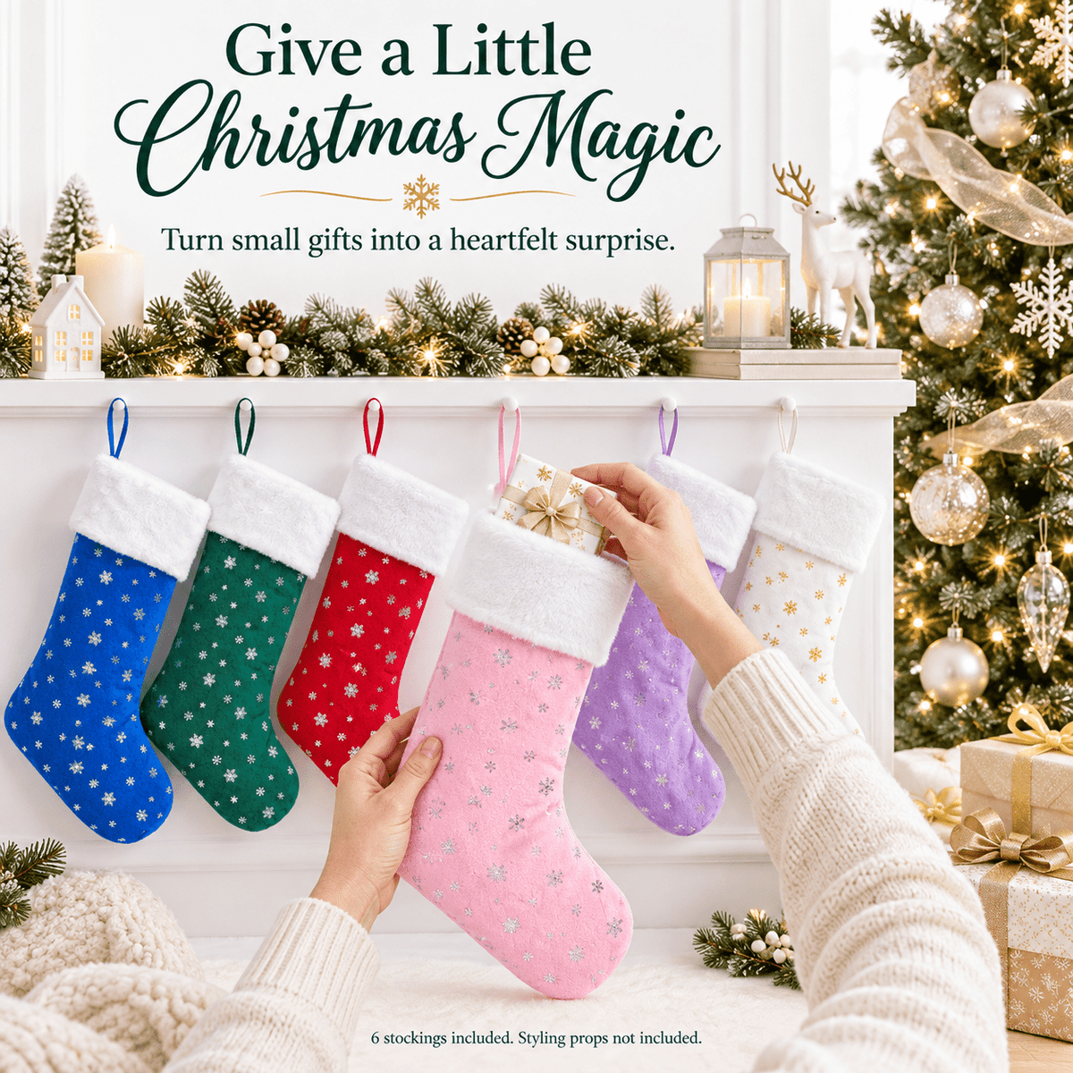 Gloveleya Mixed Color Christmas Stockings – Set of 6 - Gloveleya Official