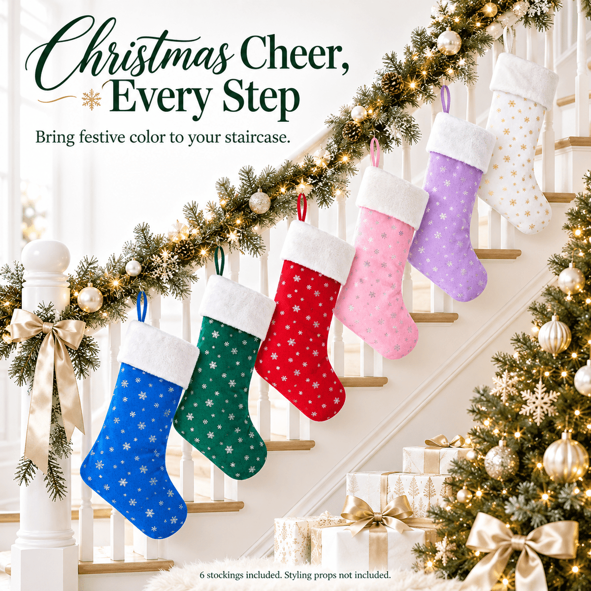 Gloveleya Mixed Color Christmas Stockings – Set of 6 - Gloveleya Official