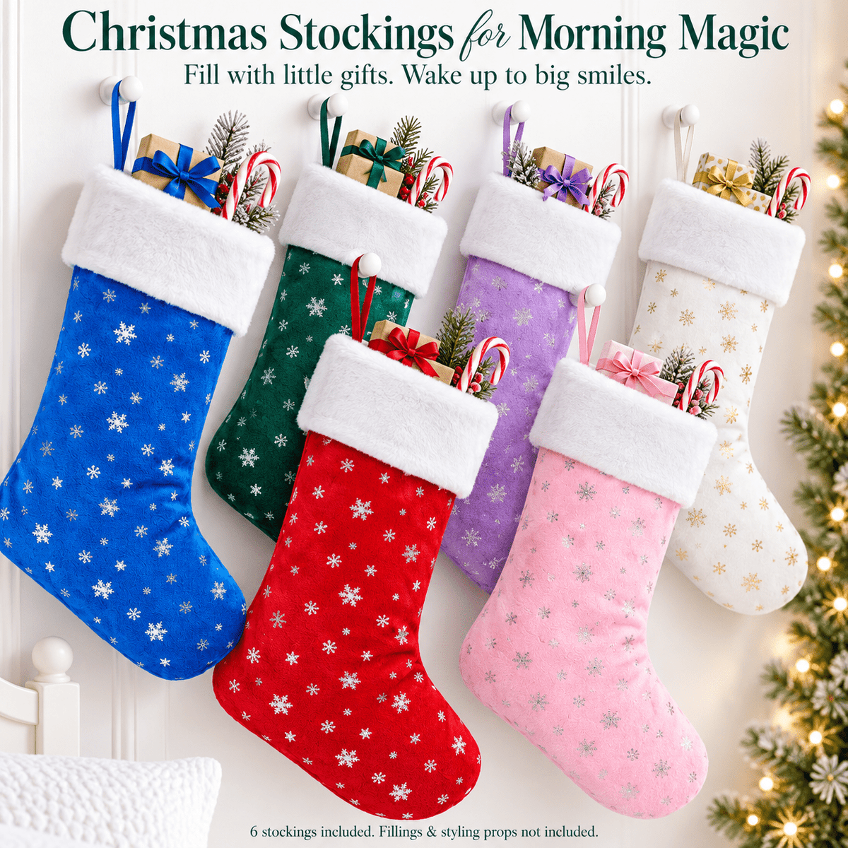 Gloveleya Mixed Color Christmas Stockings – Set of 6 - Gloveleya Official