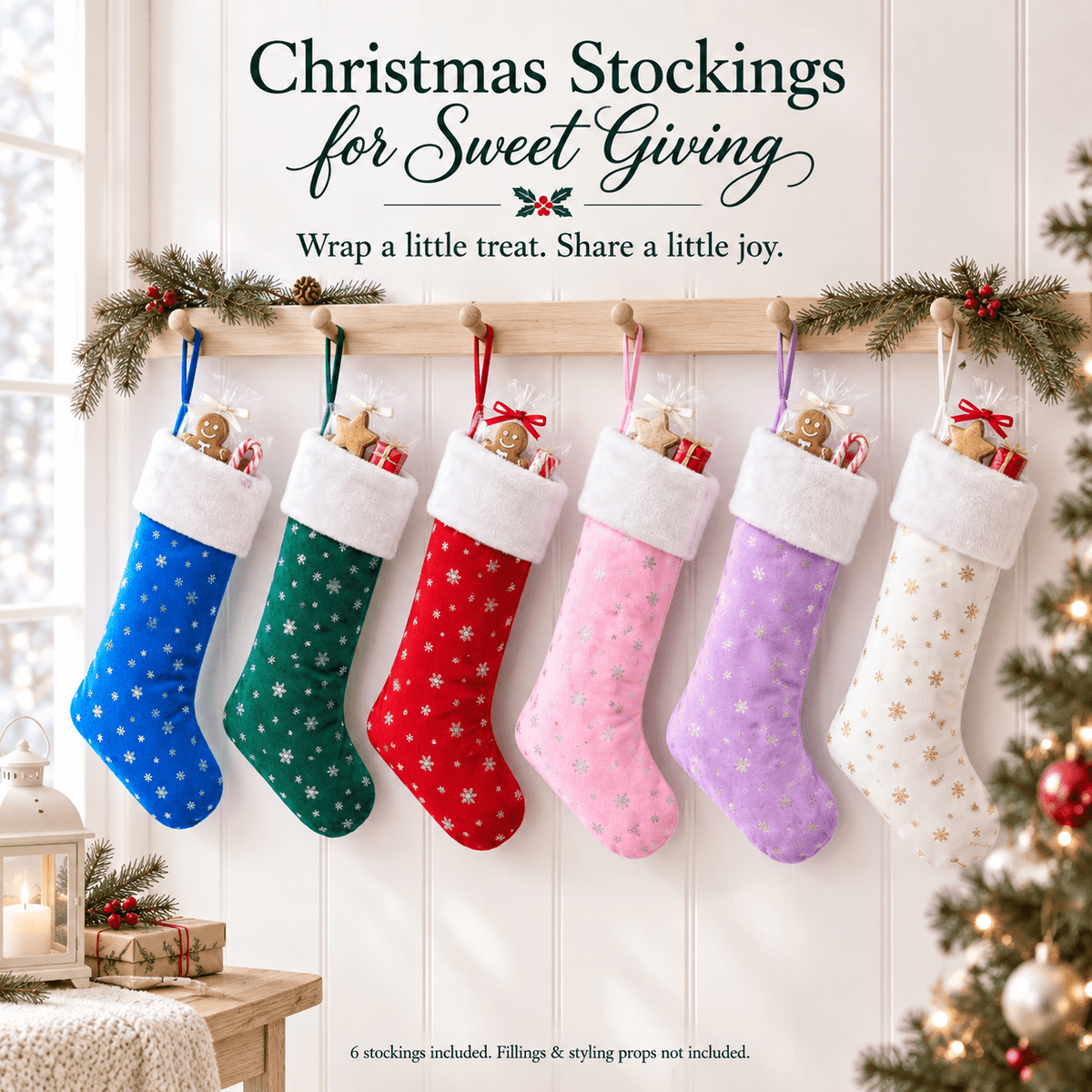 Gloveleya Mixed Color Christmas Stockings – Set of 6 - Gloveleya Official