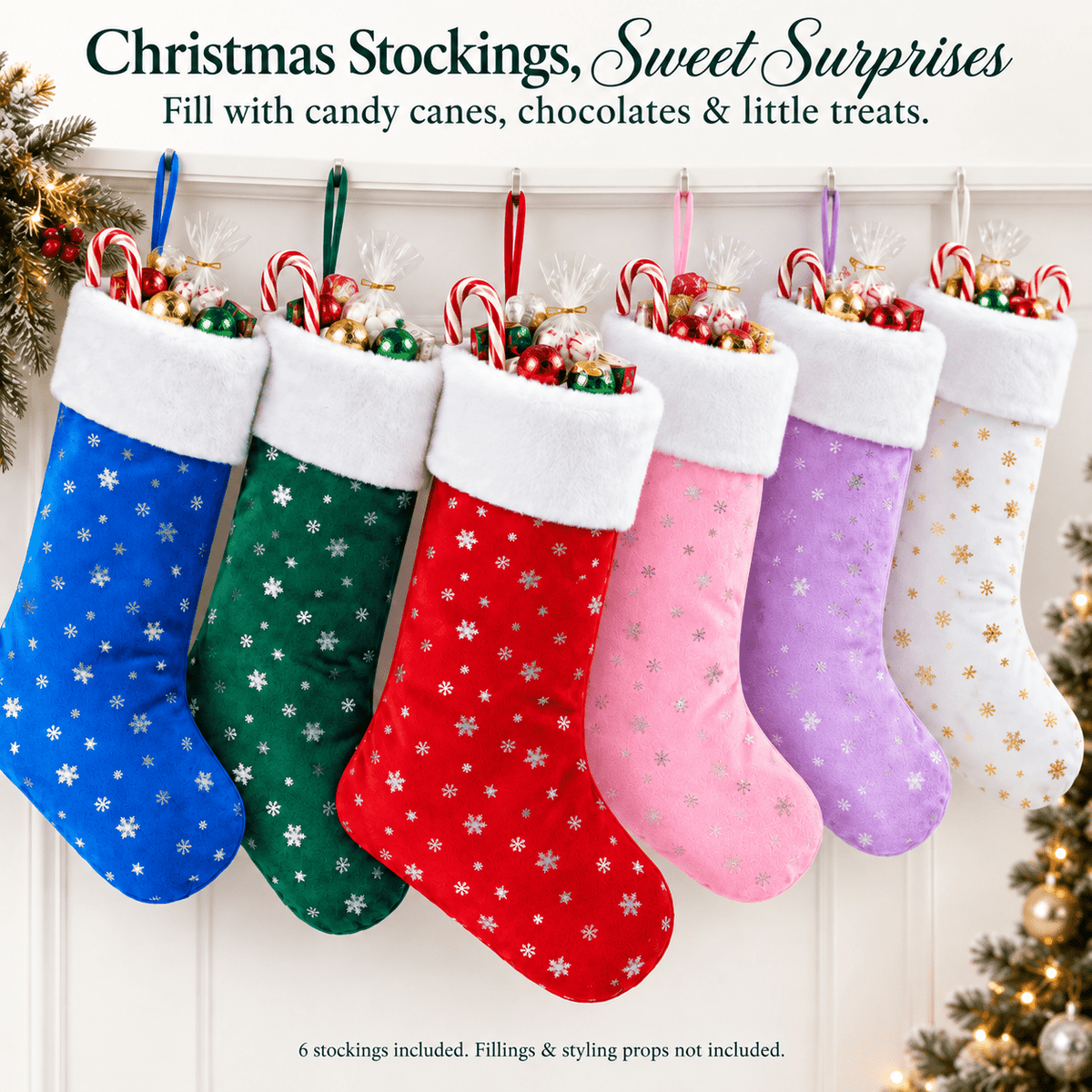 Gloveleya Mixed Color Christmas Stockings – Set of 6 - Gloveleya Official