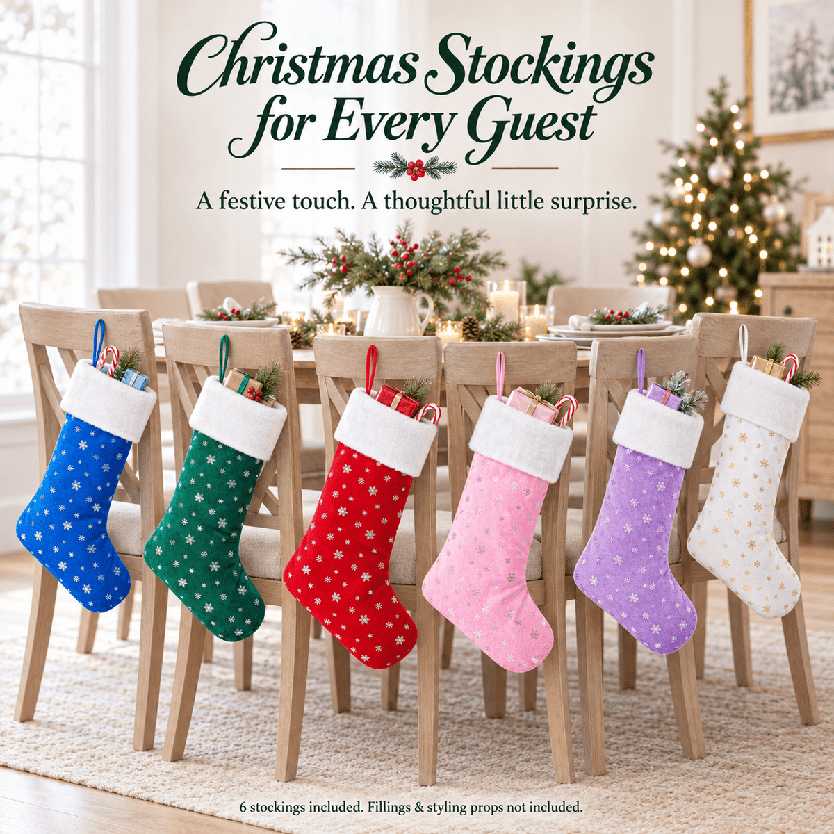 Gloveleya Mixed Color Christmas Stockings – Set of 6 - Gloveleya Official