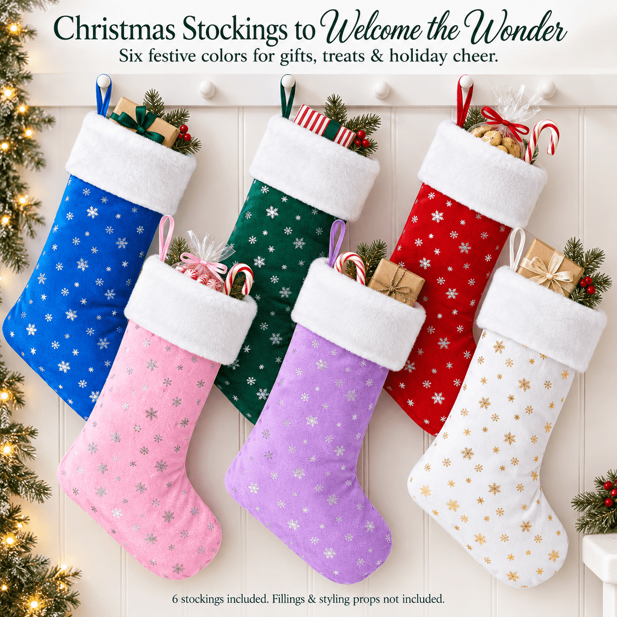 Gloveleya Mixed Color Christmas Stockings – Set of 6 - Gloveleya Official