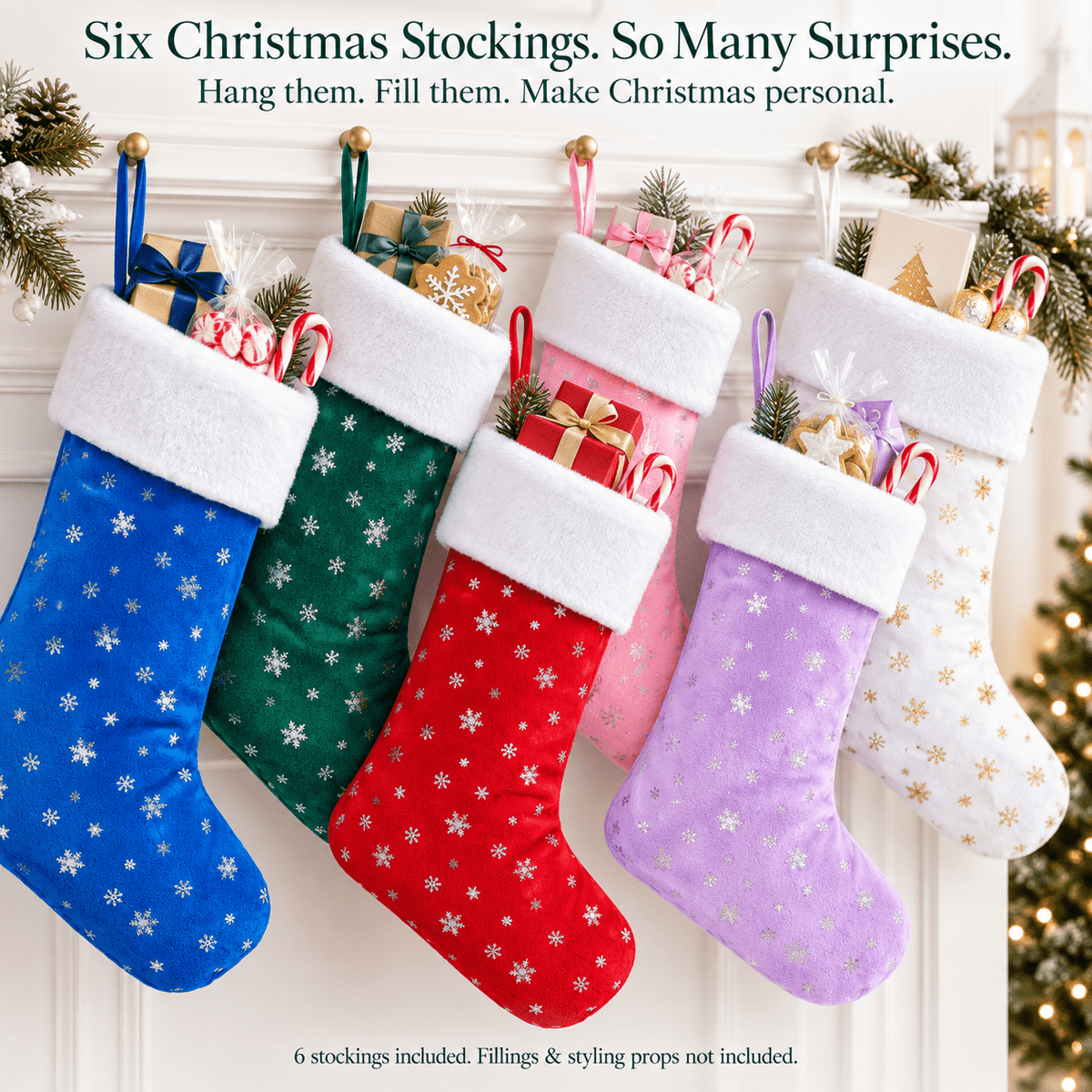 Gloveleya Mixed Color Christmas Stockings – Set of 6 - Gloveleya Official