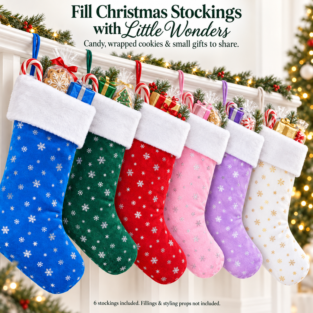 Gloveleya Mixed Color Christmas Stockings – Set of 6 - Gloveleya Official
