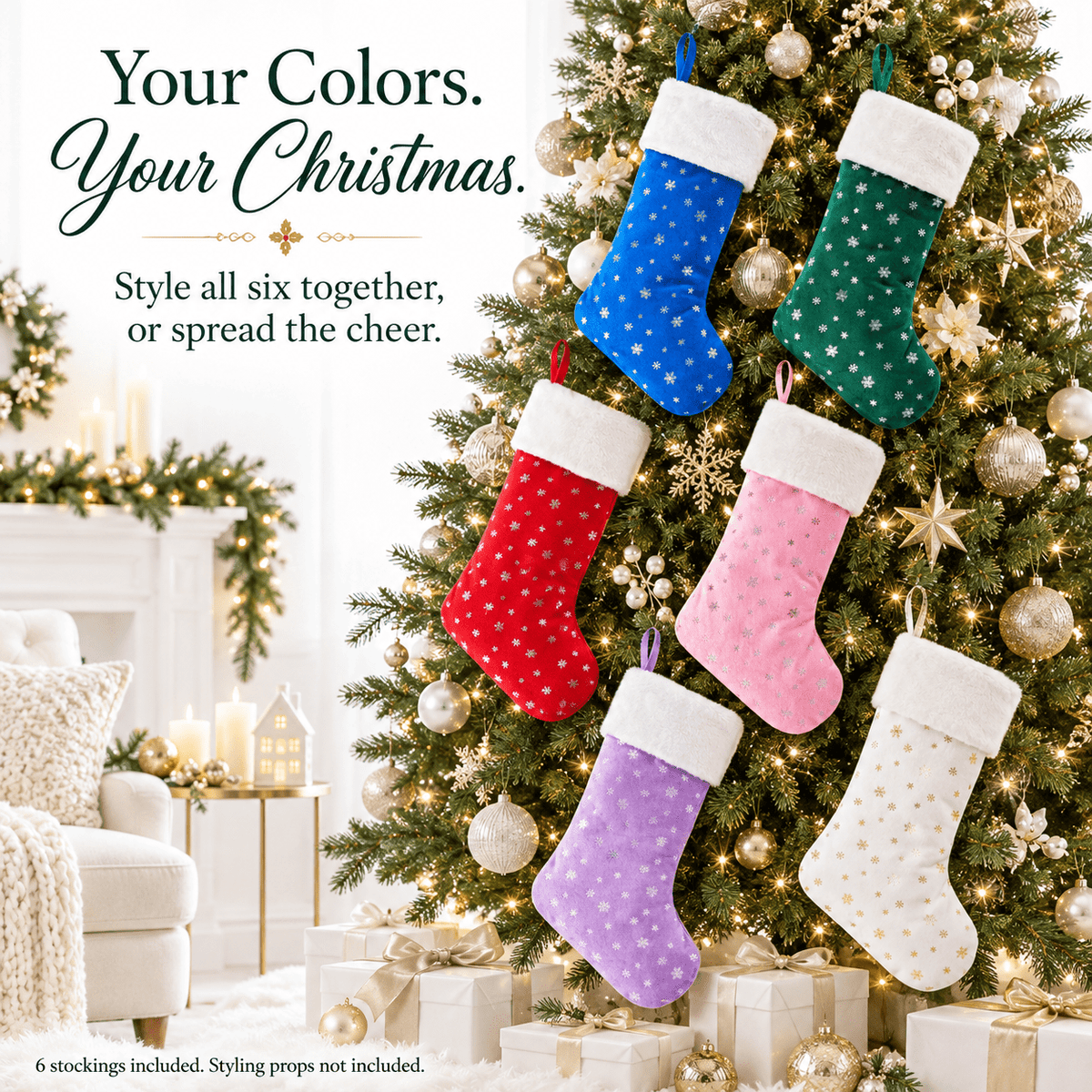 Gloveleya Mixed Color Christmas Stockings – Set of 6 - Gloveleya Official