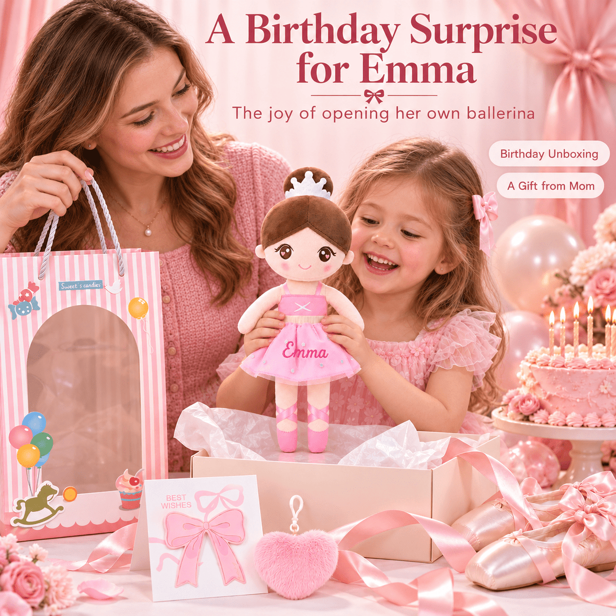 Gloveleya Personalized Ballerina Doll – 13-Inch Pink Ballet Dream - Gloveleya Official