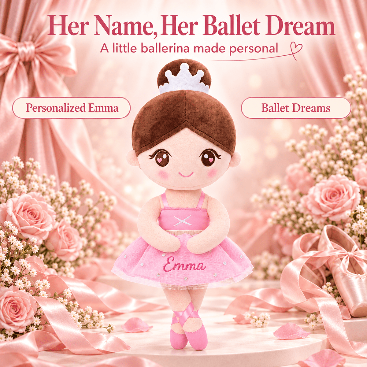 Gloveleya Personalized Ballerina Doll – 13-Inch Pink Ballet Dream - Gloveleya Official
