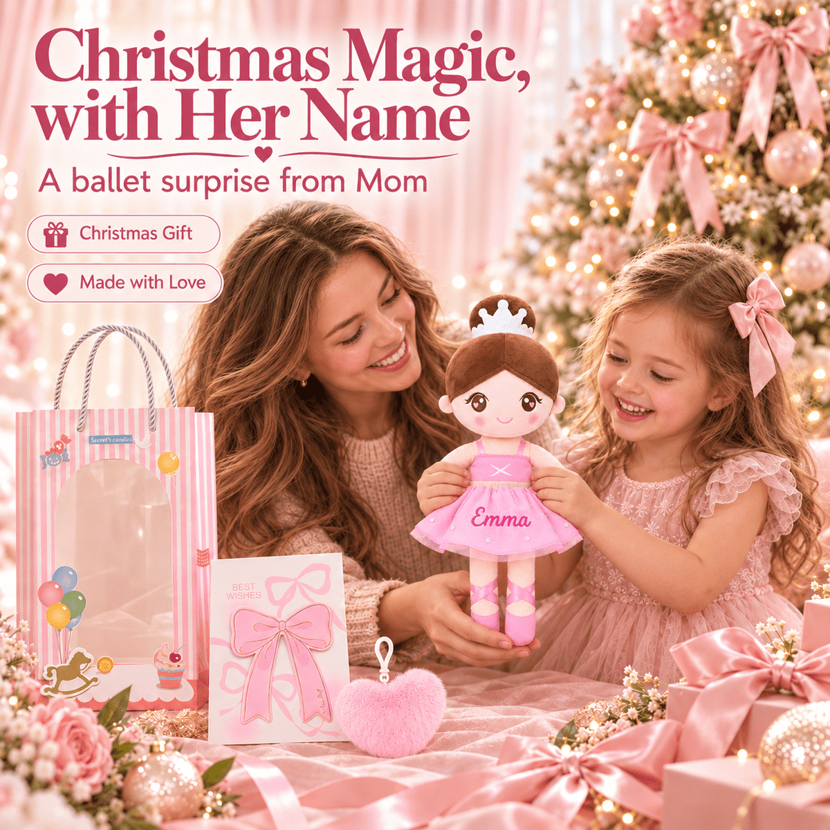 Gloveleya Personalized Ballerina Doll – 13-Inch Pink Ballet Dream - Gloveleya Official