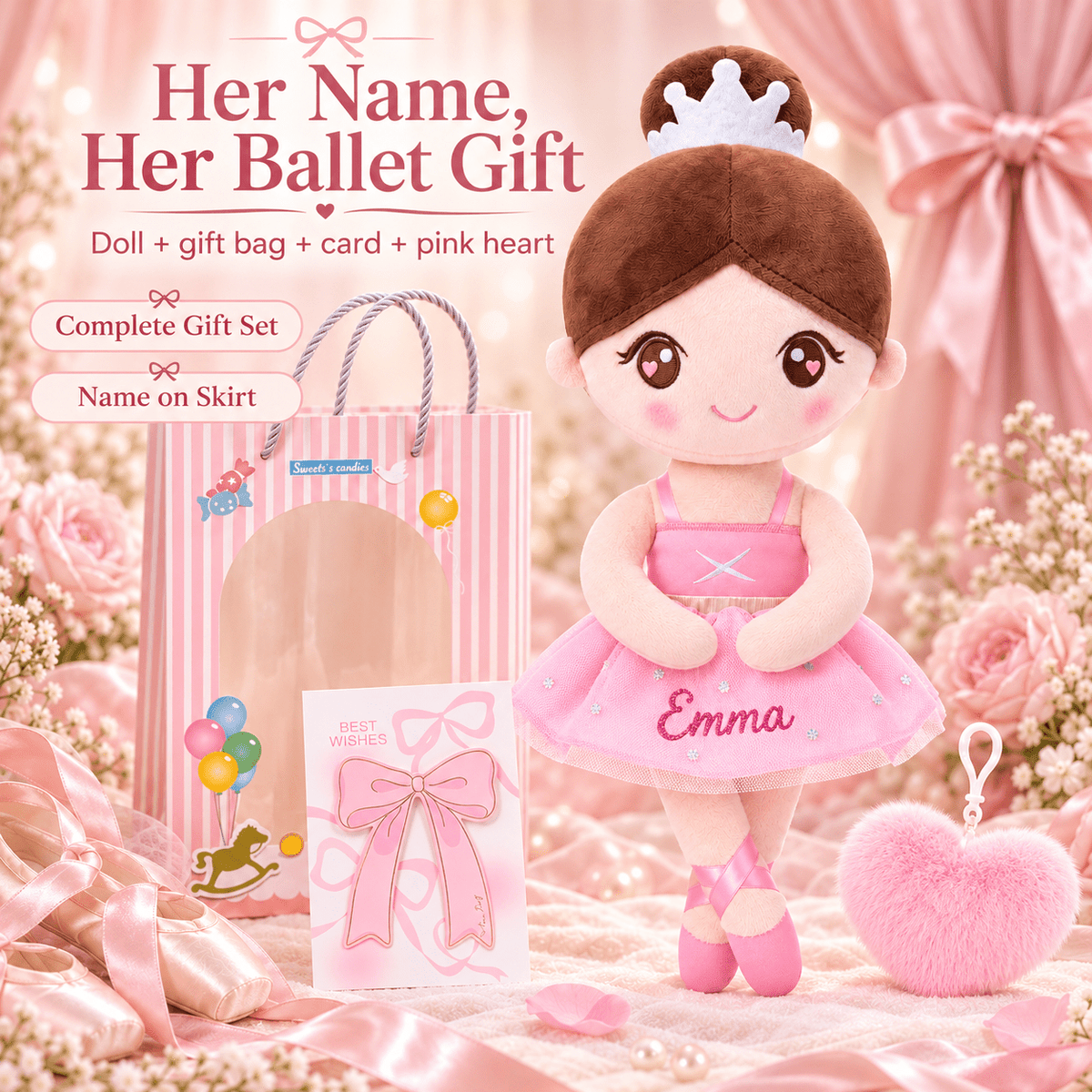 Gloveleya Personalized Ballerina Doll – 13-Inch Pink Ballet Dream - Gloveleya Official