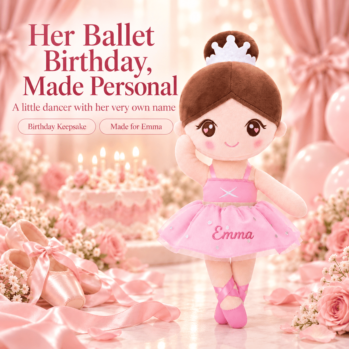 Gloveleya Personalized Ballerina Doll – 13-Inch Pink Ballet Dream - Gloveleya Official