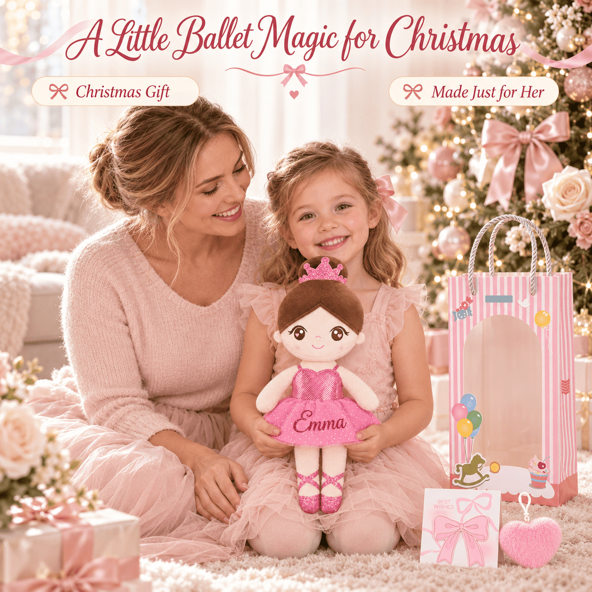 Gloveleya Personalized Ballerina Doll – 13-Inch Pink Glass Ballet - Gloveleya Official