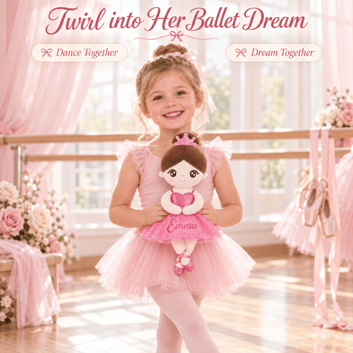 Gloveleya Personalized Ballerina Doll – 13-Inch Pink Glass Ballet - Gloveleya Official