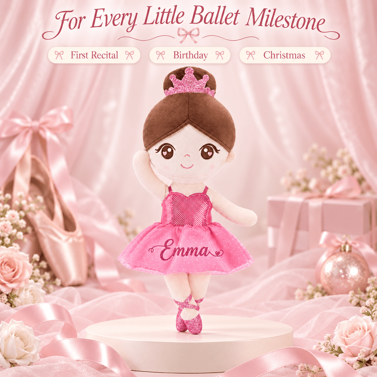 Gloveleya Personalized Ballerina Doll – 13-Inch Pink Glass Ballet - Gloveleya Official