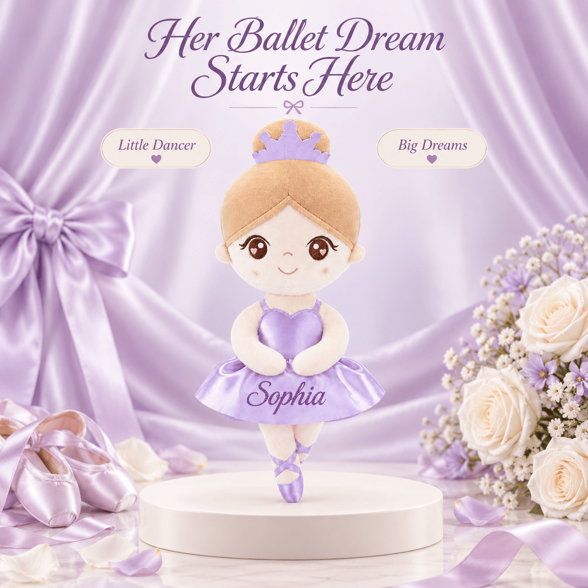 Gloveleya Personalized Ballerina Doll – 13-Inch Purple Glass Ballet - Gloveleya Official