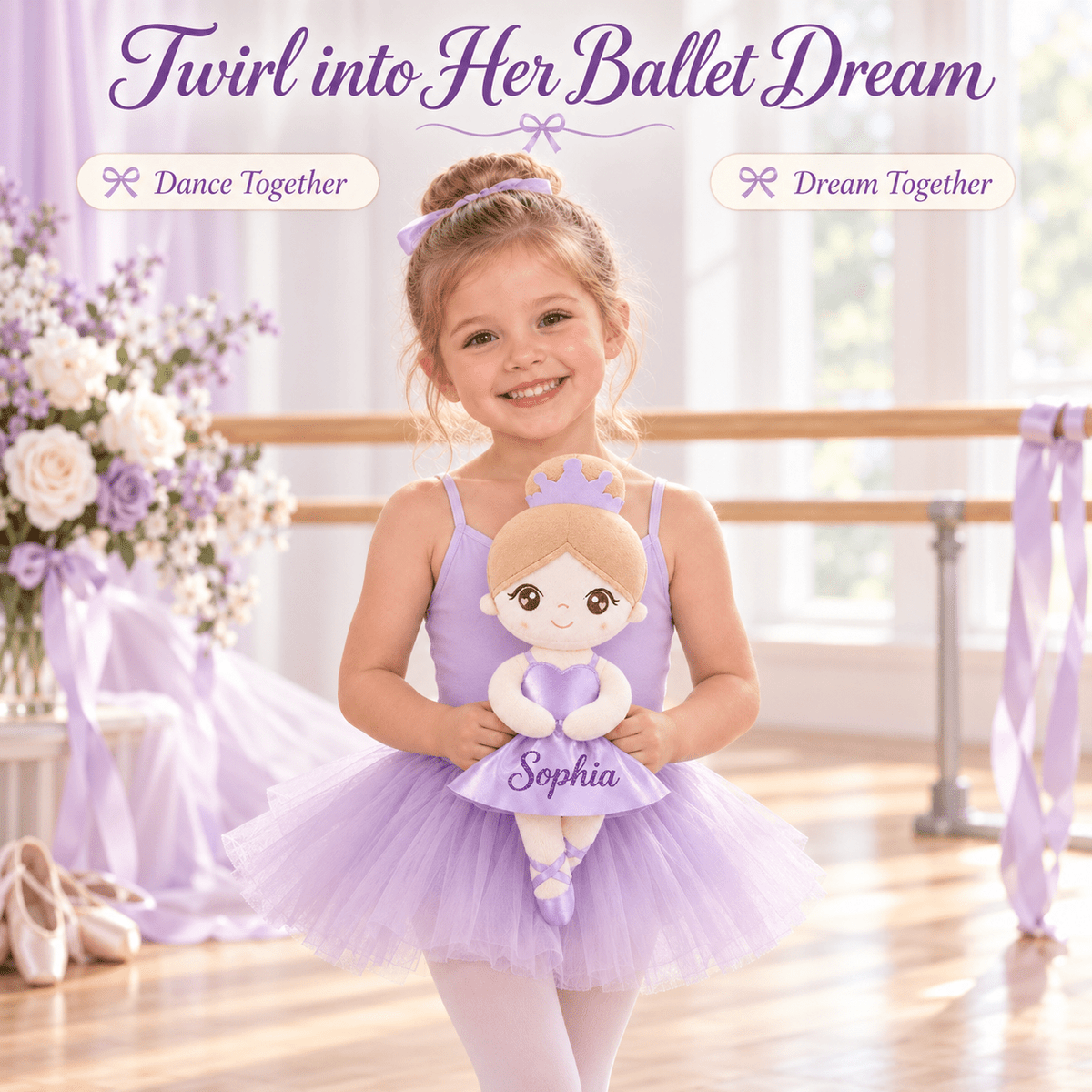 Gloveleya Personalized Ballerina Doll – 13-Inch Purple Glass Ballet - Gloveleya Official