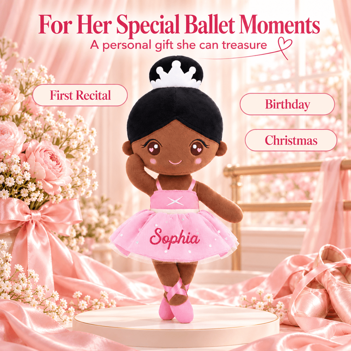 Gloveleya Personalized Ballerina Doll – 13-Inch Tanned Skin - Gloveleya Official