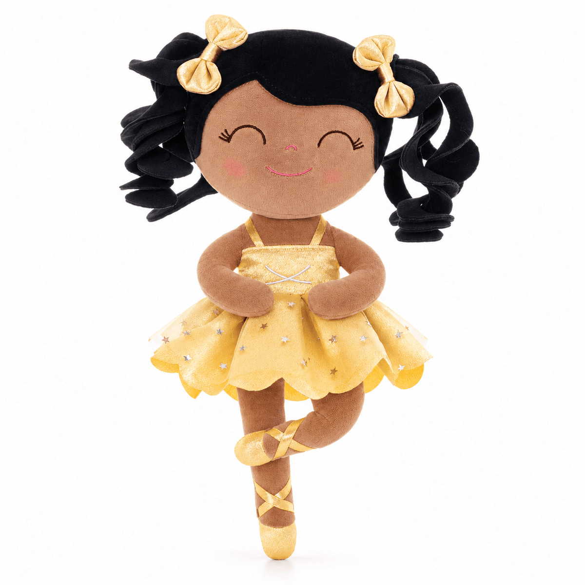 Gloveleya Personalized Ballerina Doll – 14-Inch Brown Skin Gold - Gloveleya Official