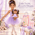 Load image into Gallery viewer, Gloveleya Personalized Ballerina Doll – 14-Inch Brown Skin Purple - Gloveleya Official
