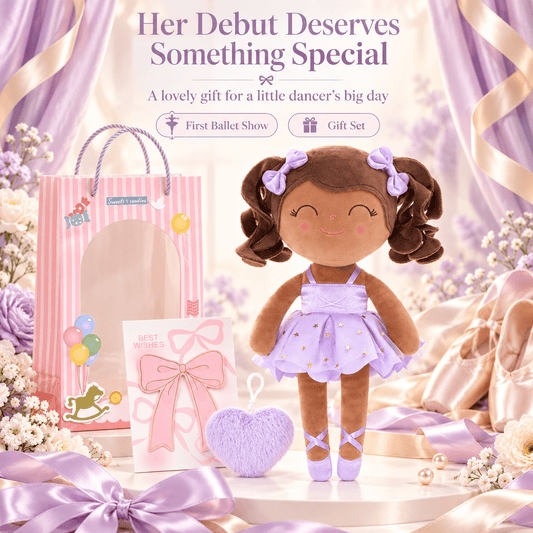 Gloveleya Personalized Ballerina Doll – 14-Inch Brown Skin Purple - Gloveleya Official