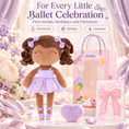 Load image into Gallery viewer, Gloveleya Personalized Ballerina Doll – 14-Inch Brown Skin Purple - Gloveleya Official
