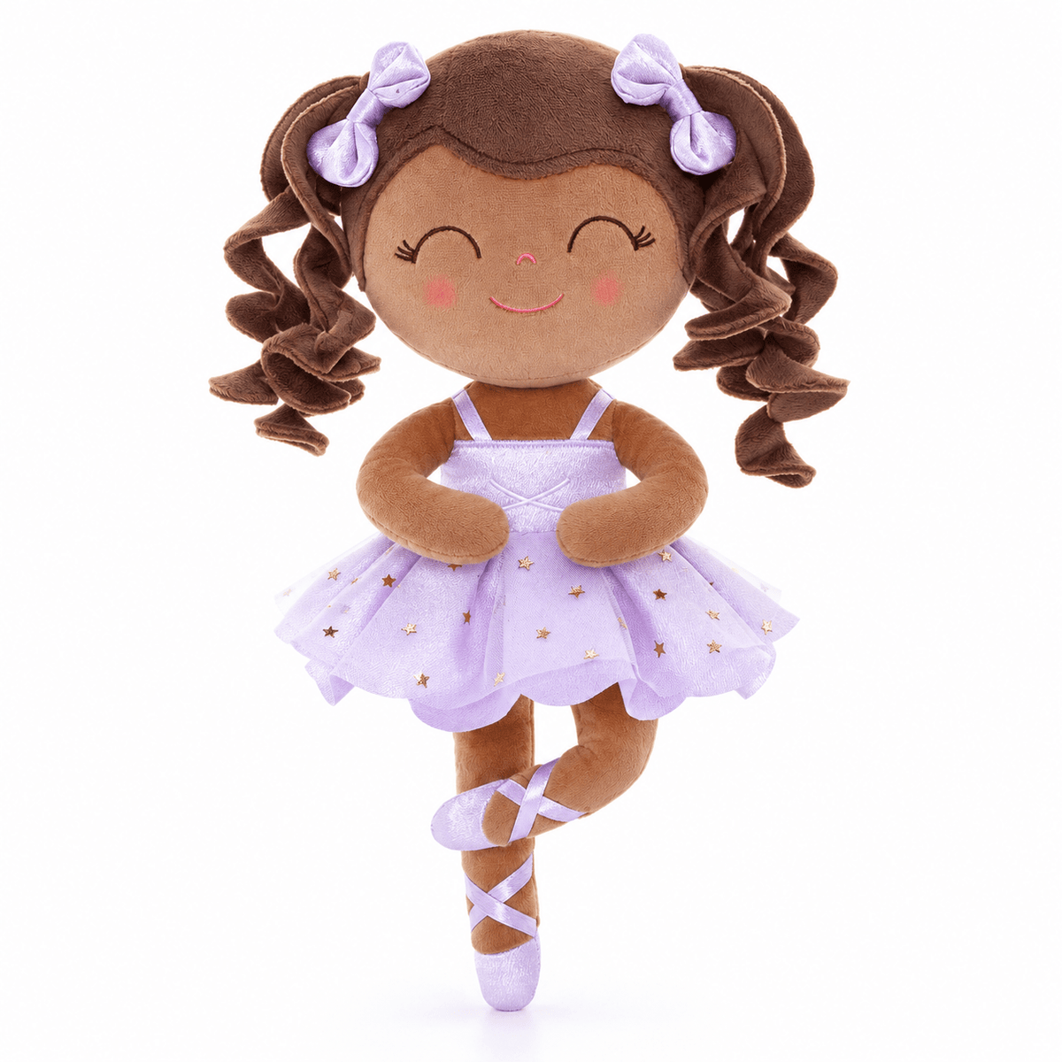 Gloveleya Personalized Ballerina Doll – 14-Inch Brown Skin Purple - Gloveleya Official