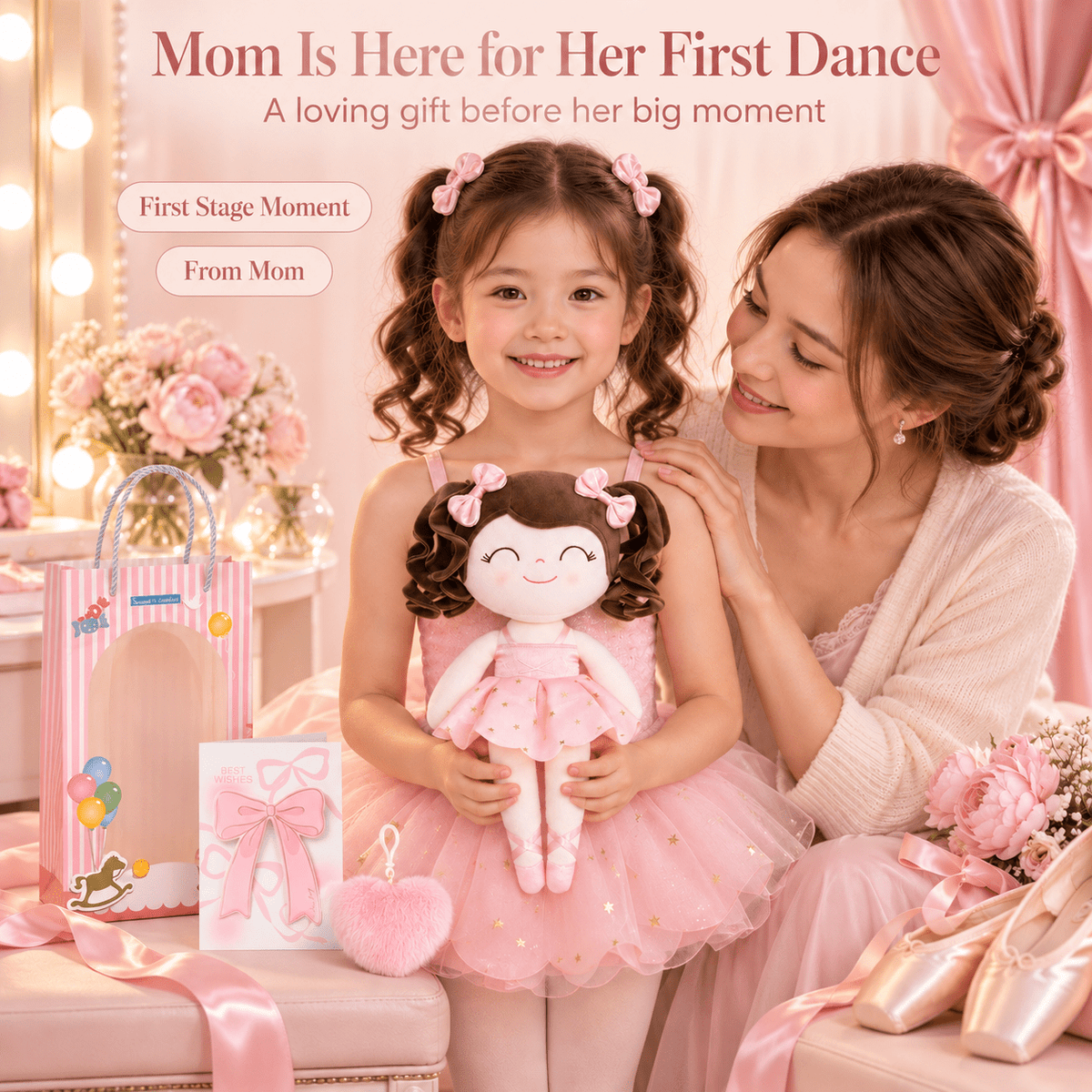 Gloveleya Personalized Ballerina Doll – 14-Inch Champagne Pink - Gloveleya Official