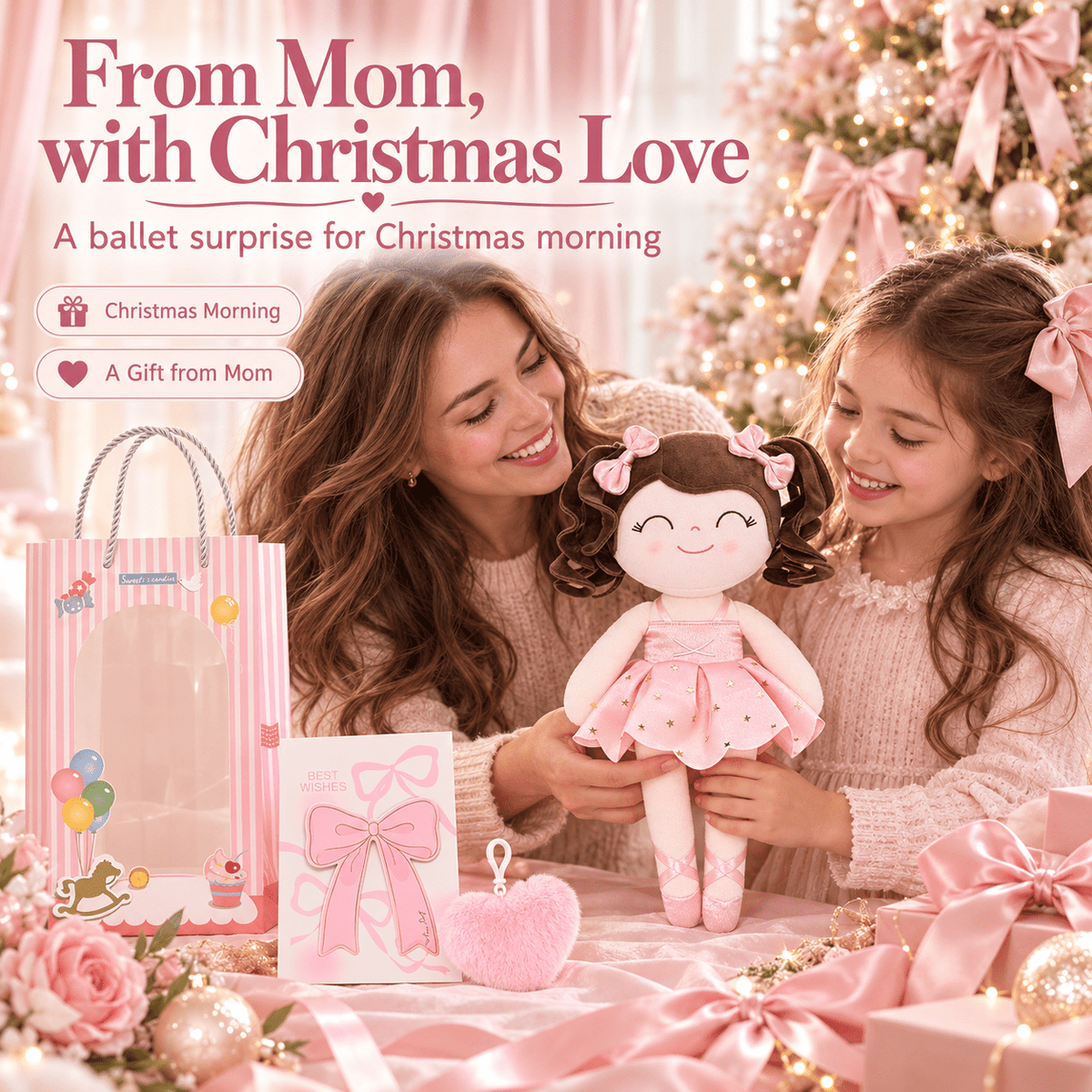 Gloveleya Personalized Ballerina Doll – 14-Inch Champagne Pink - Gloveleya Official