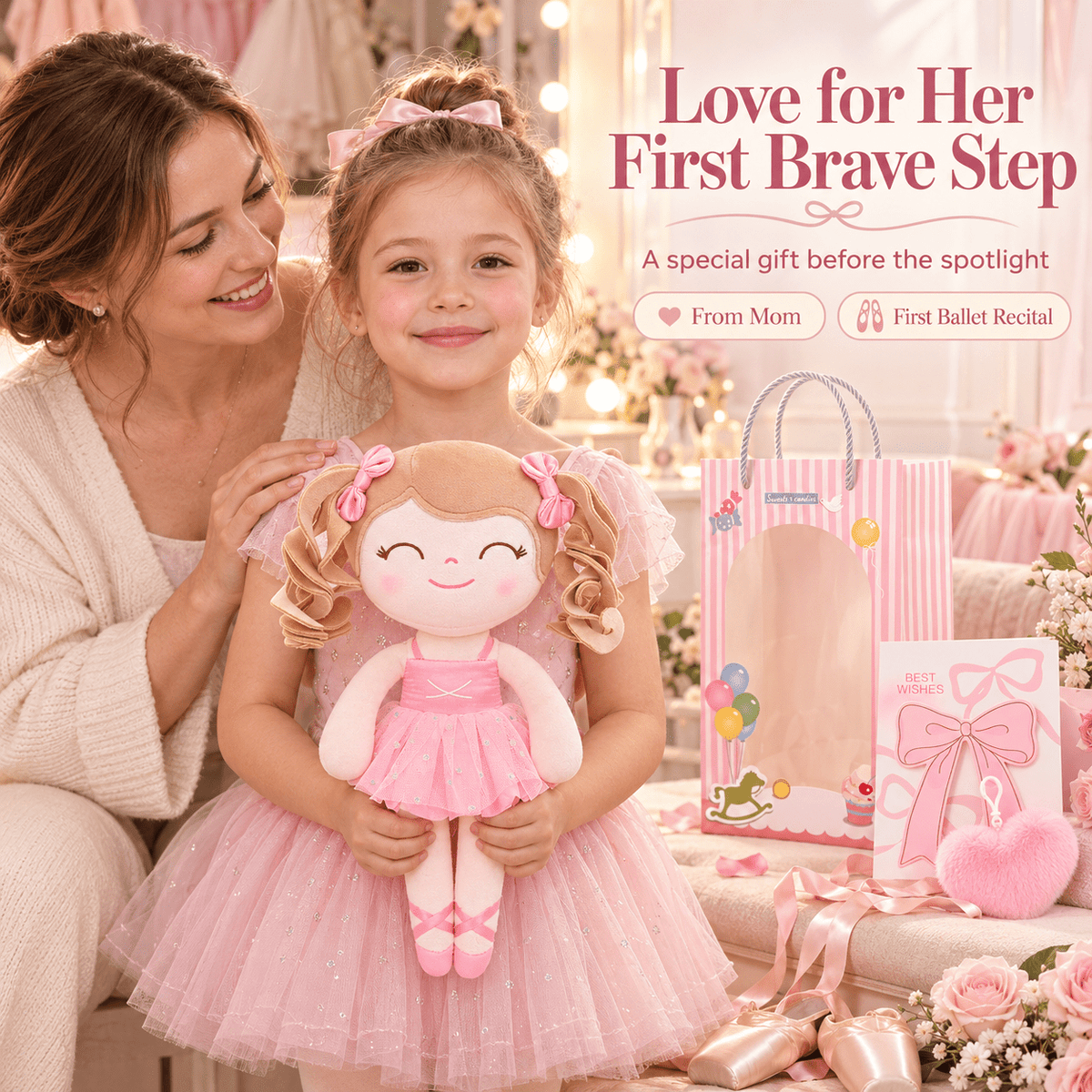Gloveleya Personalized Ballerina Doll – 14-Inch Peach - Gloveleya Official