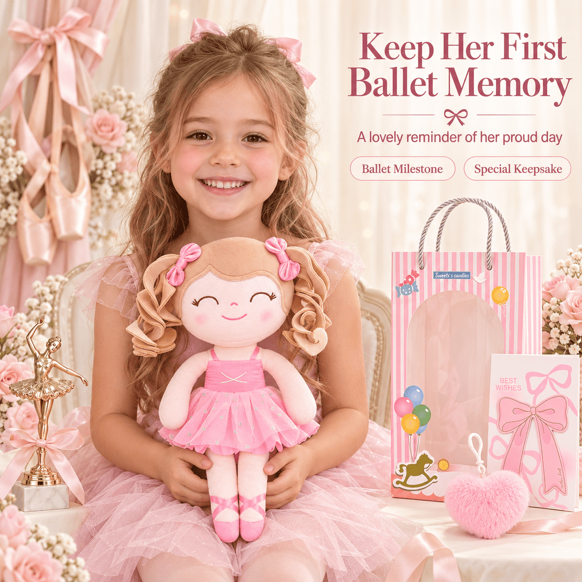 Gloveleya Personalized Ballerina Doll – 14-Inch Peach - Gloveleya Official