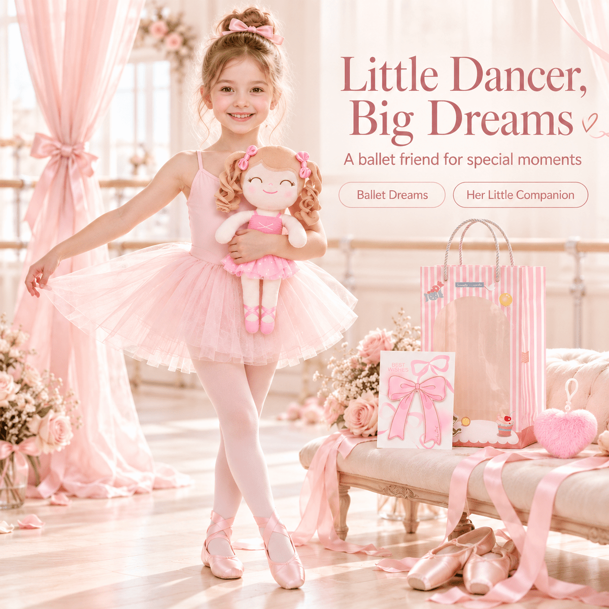 Gloveleya Personalized Ballerina Doll – 14-Inch Peach - Gloveleya Official