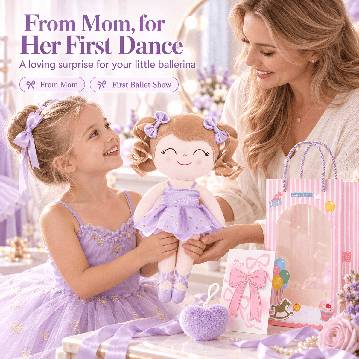 Gloveleya Personalized Ballerina Doll – 14-Inch Purple - Gloveleya Official