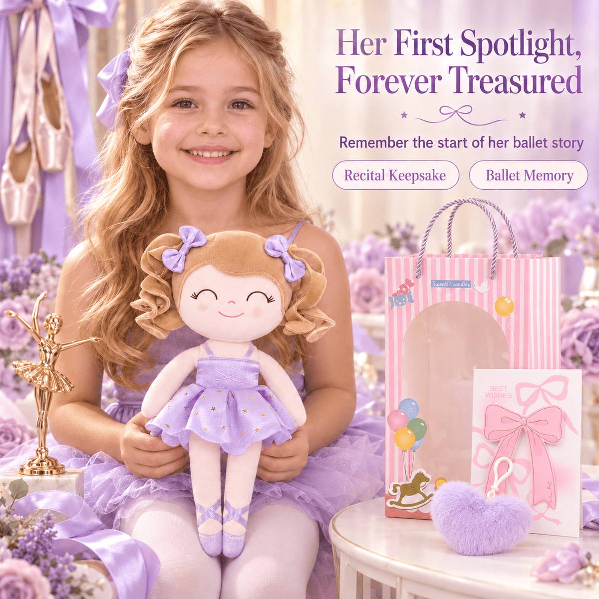 Gloveleya Personalized Ballerina Doll – 14-Inch Purple - Gloveleya Official