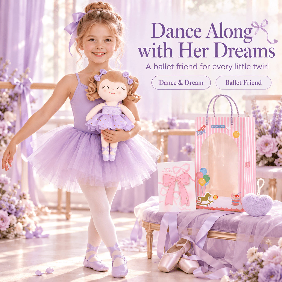 Gloveleya Personalized Ballerina Doll – 14-Inch Purple - Gloveleya Official