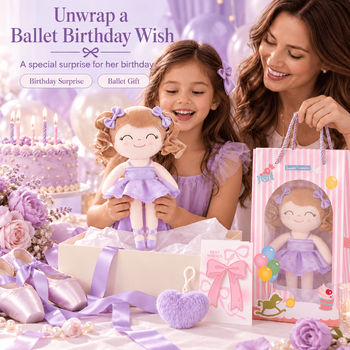Gloveleya Personalized Ballerina Doll – 14-Inch Purple - Gloveleya Official
