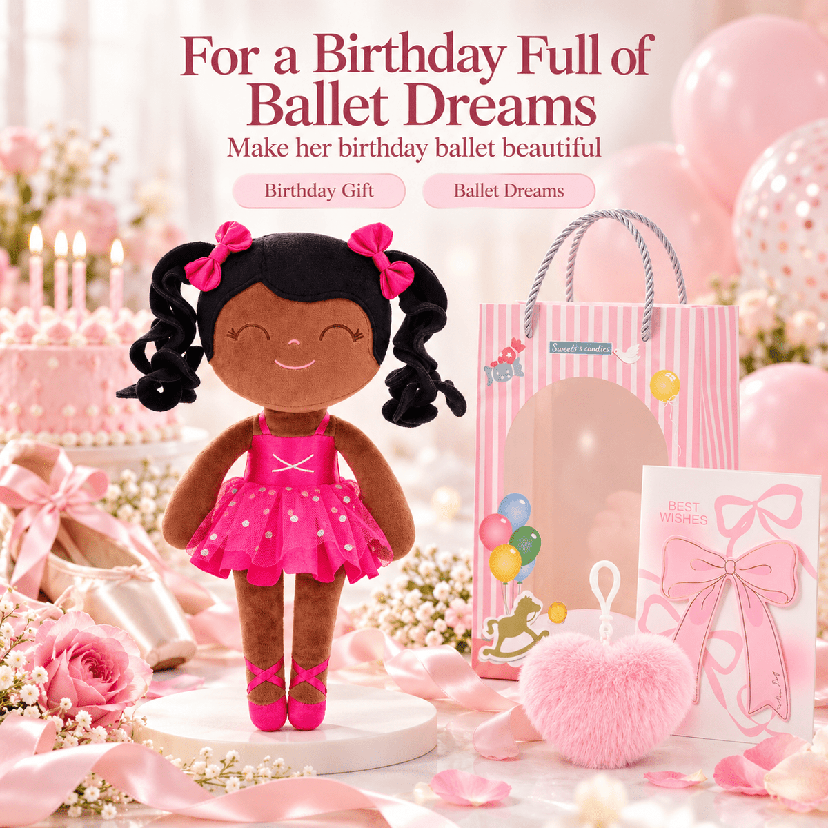 Gloveleya Personalized Ballerina Doll – 14-Inch Rose - Gloveleya Official