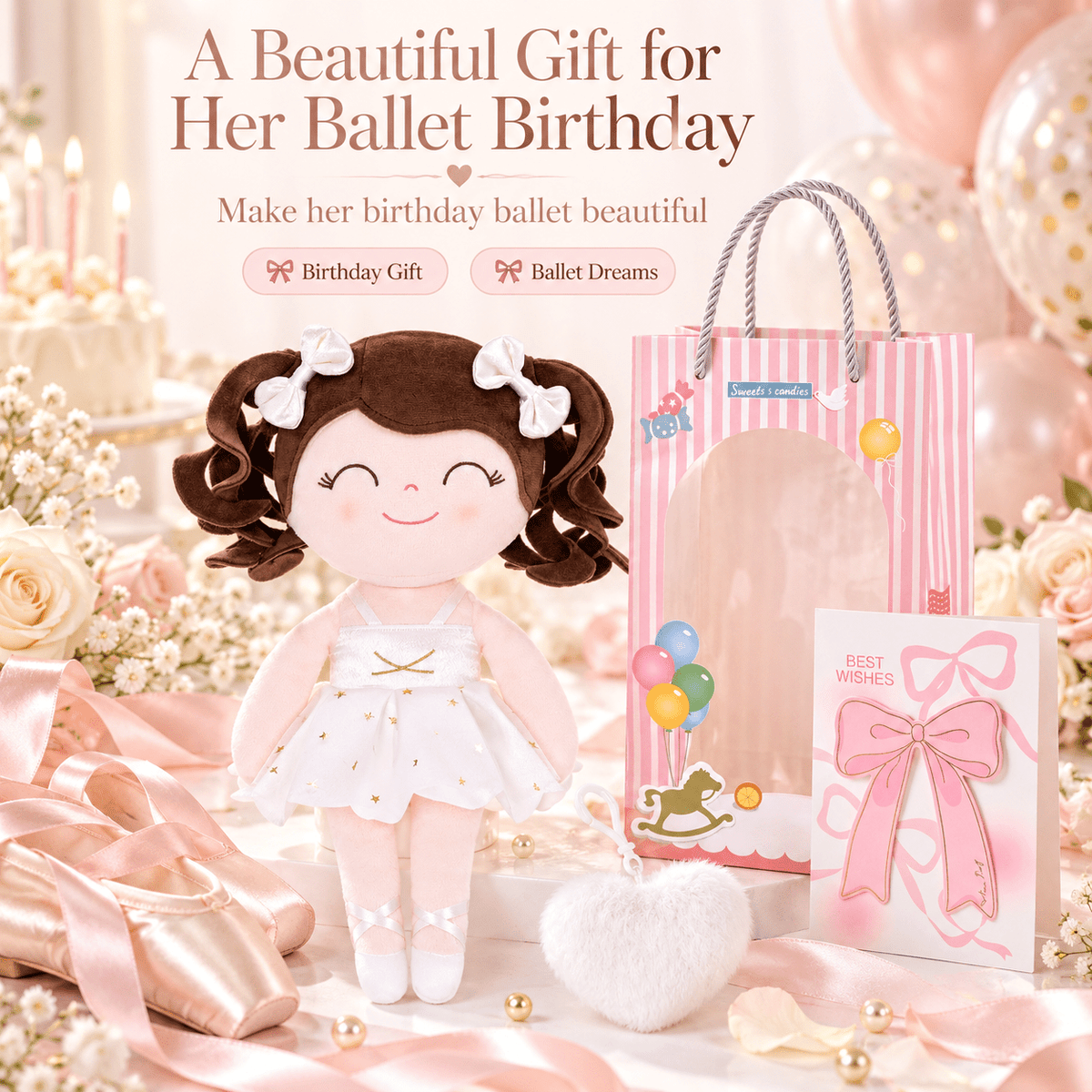 Gloveleya Personalized Ballerina Doll – 14-Inch White - Gloveleya Official