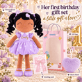 Load image into Gallery viewer, Gloveleya Personalized Curly Hair Princess Doll – 16-Inch Brown Skin, Purple - Gloveleya Official
