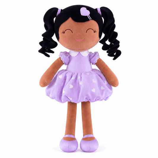 Gloveleya Personalized Curly Hair Princess Doll – 16-Inch Brown Skin, Purple - Gloveleya Official