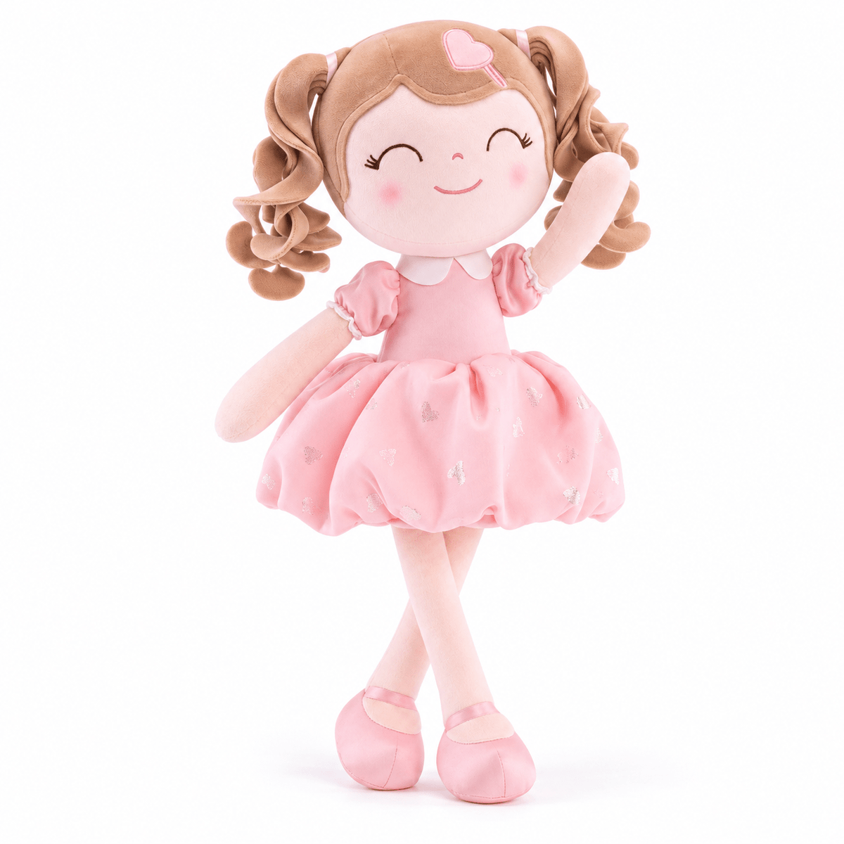 Gloveleya Personalized Curly Hair Princess Plush Doll – 16-Inch Pink - Gloveleya Official