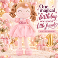 Cargar la imagen en la vista de la galería, Gloveleya Personalized Curly Hair Princess Plush Doll – 16-Inch Pink - Gloveleya Official
