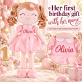 Cargar la imagen en la vista de la galería, Gloveleya Personalized Curly Hair Princess Plush Doll – 16-Inch Pink - Gloveleya Official
