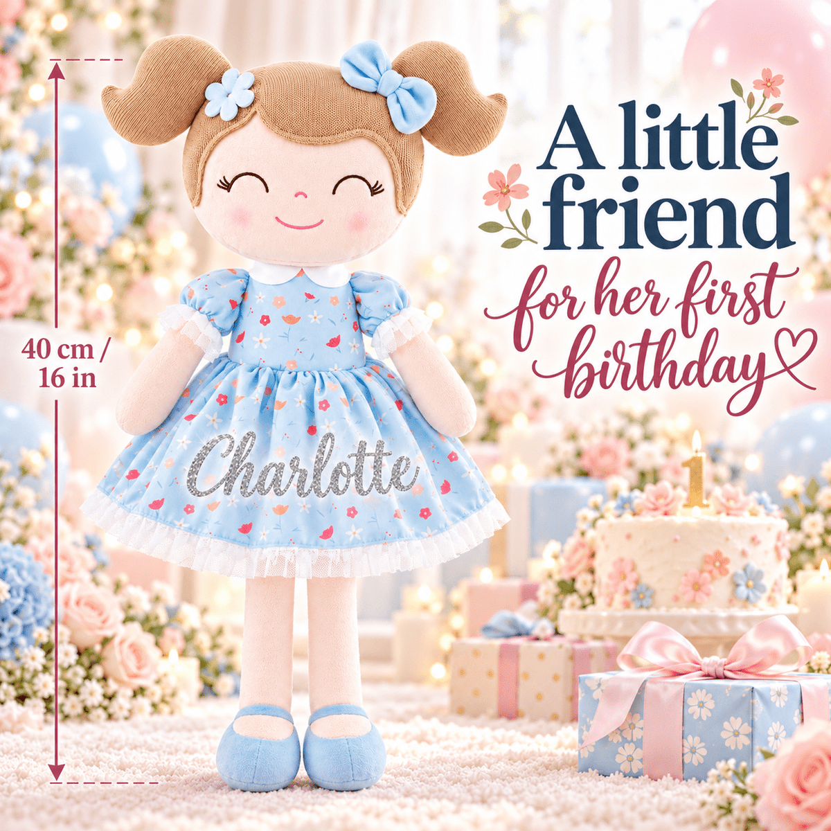 Gloveleya Personalized Flower Fairy Doll – 16-Inch Blue - Gloveleya Official