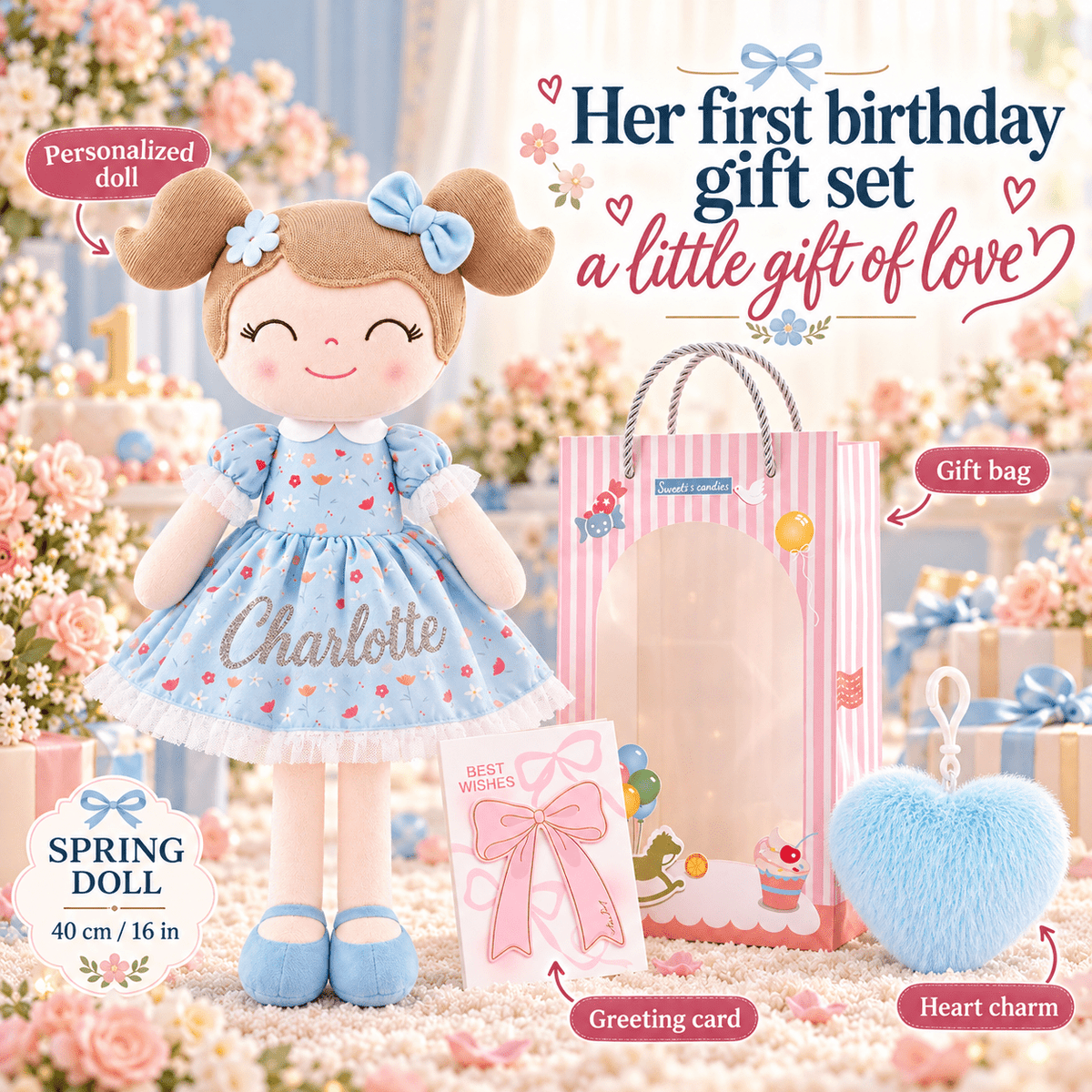 Gloveleya Personalized Flower Fairy Doll – 16-Inch Blue - Gloveleya Official