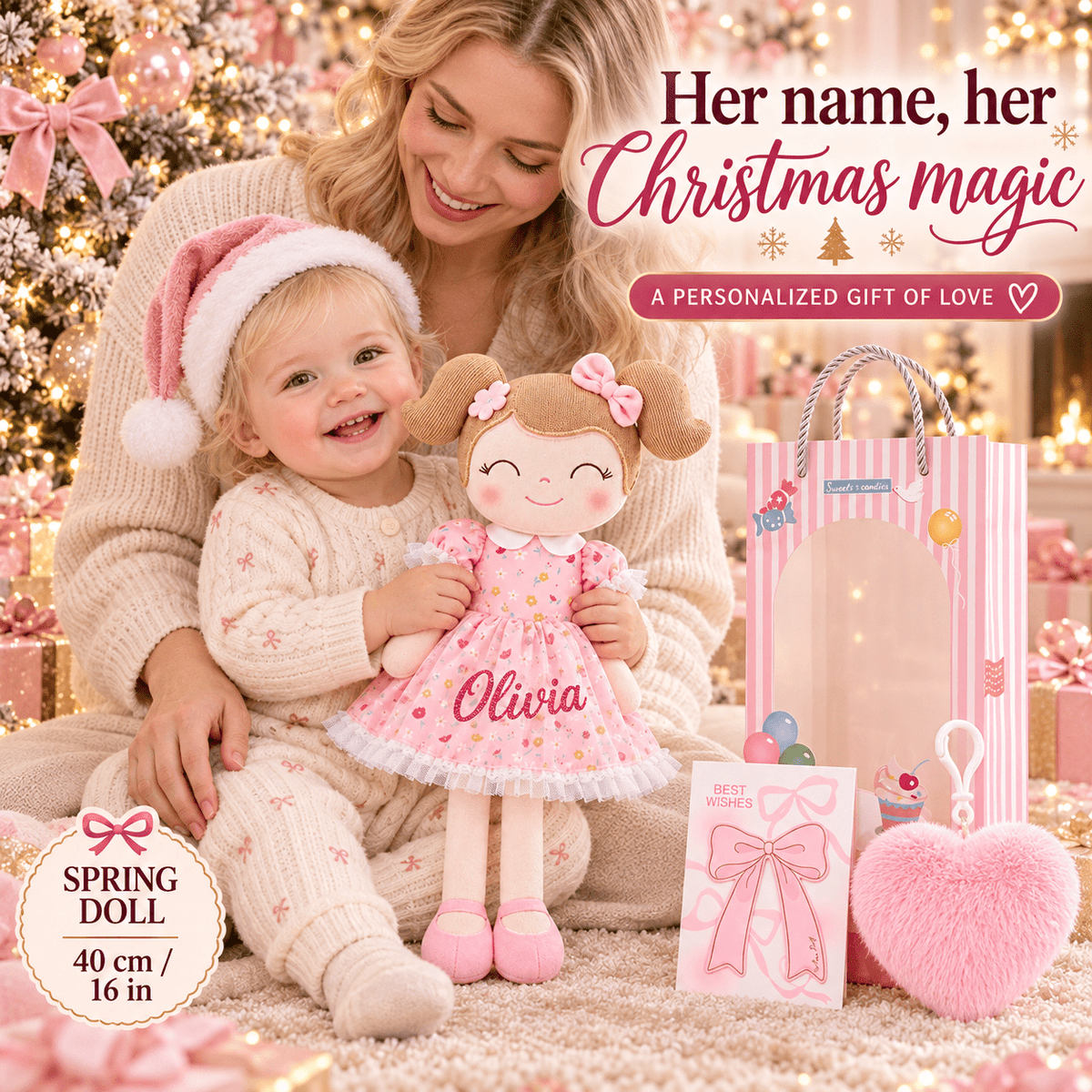Gloveleya Personalized Flower Fairy Doll – 16-Inch Garden Pink - Gloveleya Official