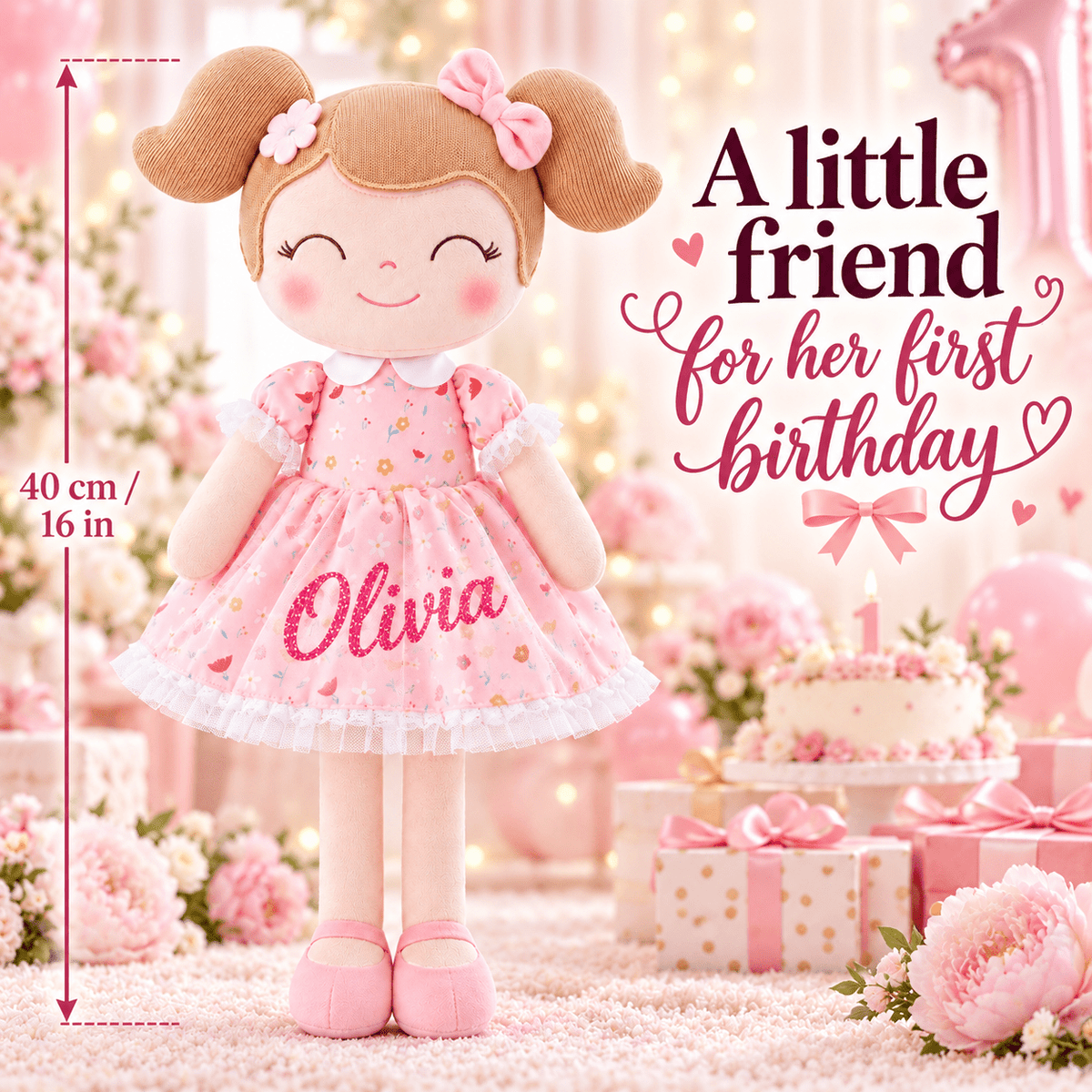 Gloveleya Personalized Flower Fairy Doll – 16-Inch Garden Pink - Gloveleya Official