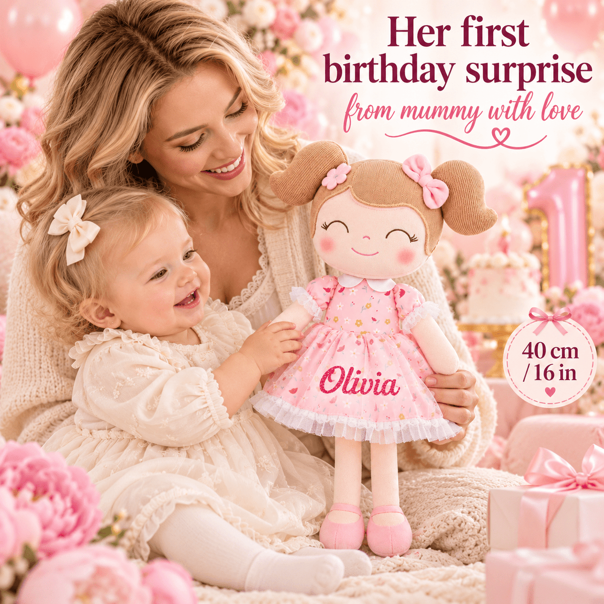Gloveleya Personalized Flower Fairy Doll – 16-Inch Garden Pink - Gloveleya Official